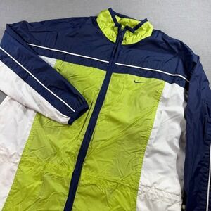 Nike Windbreaker Jacket Large L(12-14) Navy Green White Excellent Zip Up Retro